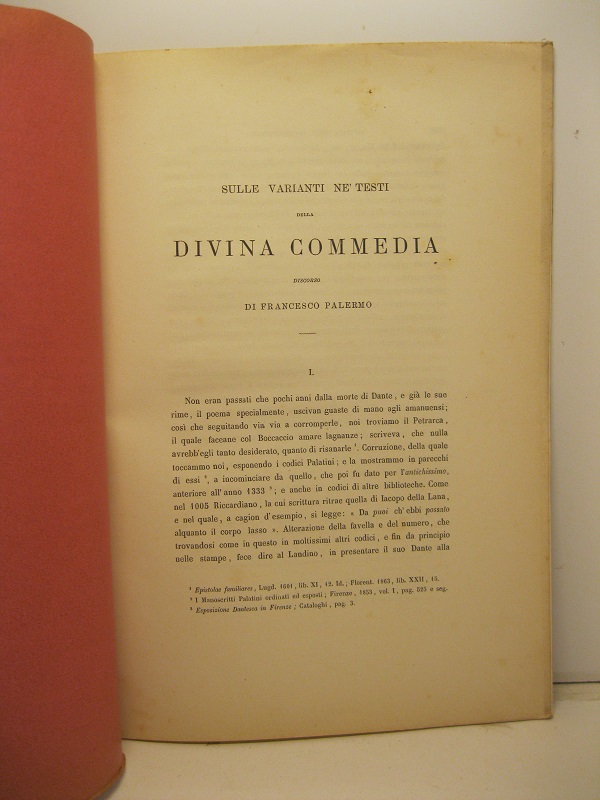 Sulle varianti ne' testi della Divina Commedia. Discorso